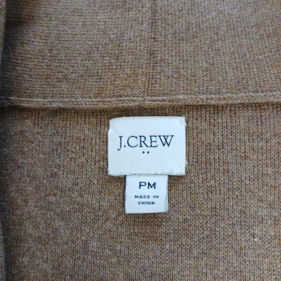 J. Crew Open Front Cardigan, Maple Brown, Med-Petite, Front Pockets, 100% Cotton - Picture 2 of 13